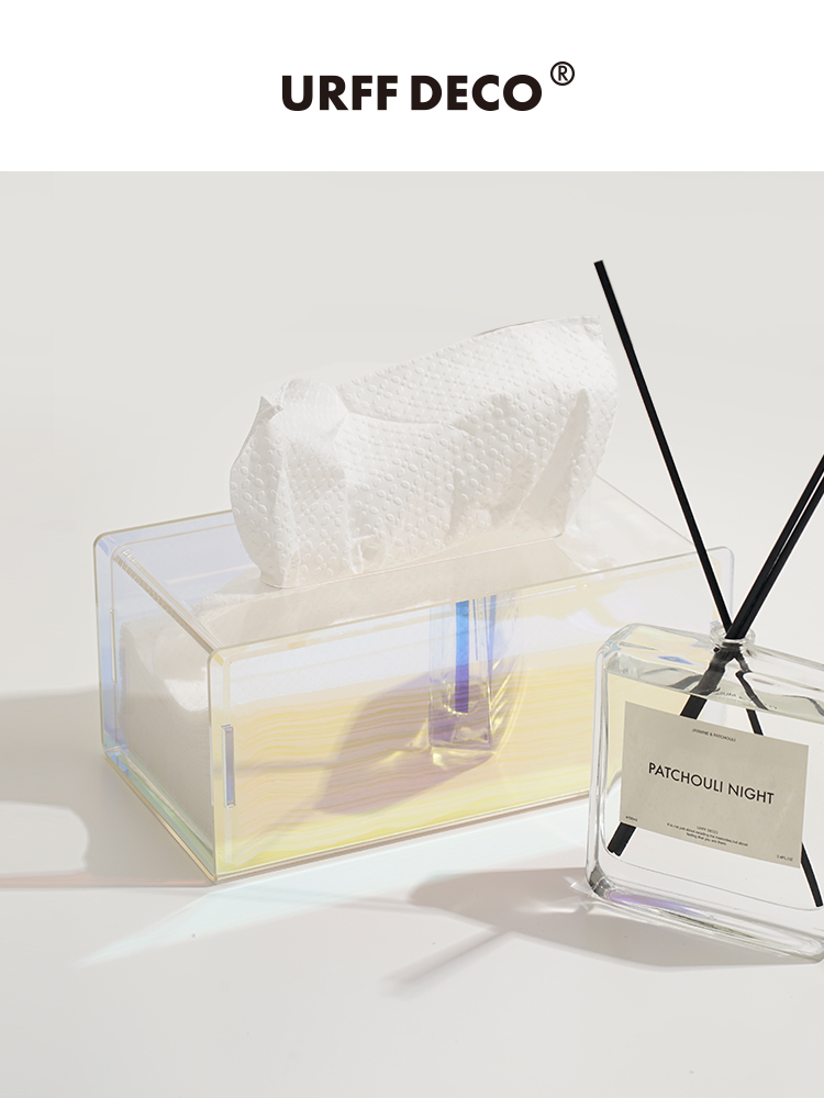 2021URFF DECO) Dazzling Acrylic Sanitary Paper Box Nordic Transparent Extremely Simple Color Pearl Glossy Paper Towels