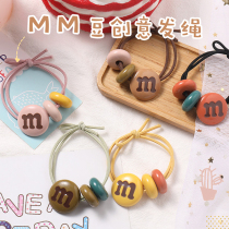 Creative M Bean Niche Design Zama Tail Rubber Band Hair Rope Brief Net Red Hair Ring Head Rope Leather Jacket Hair Accessories