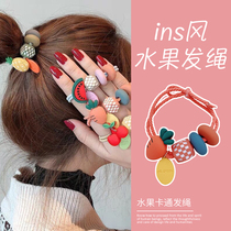 ins wind hair rope dabbed hair leather fascia female fruit head rope can be made bracelet hair accessories fashion head decorated with Korean version zhafa rope