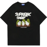 Бархатная футболка с коротким рукавом в стиле хип-хоп для влюбленных, в американском стиле, с вышивкой