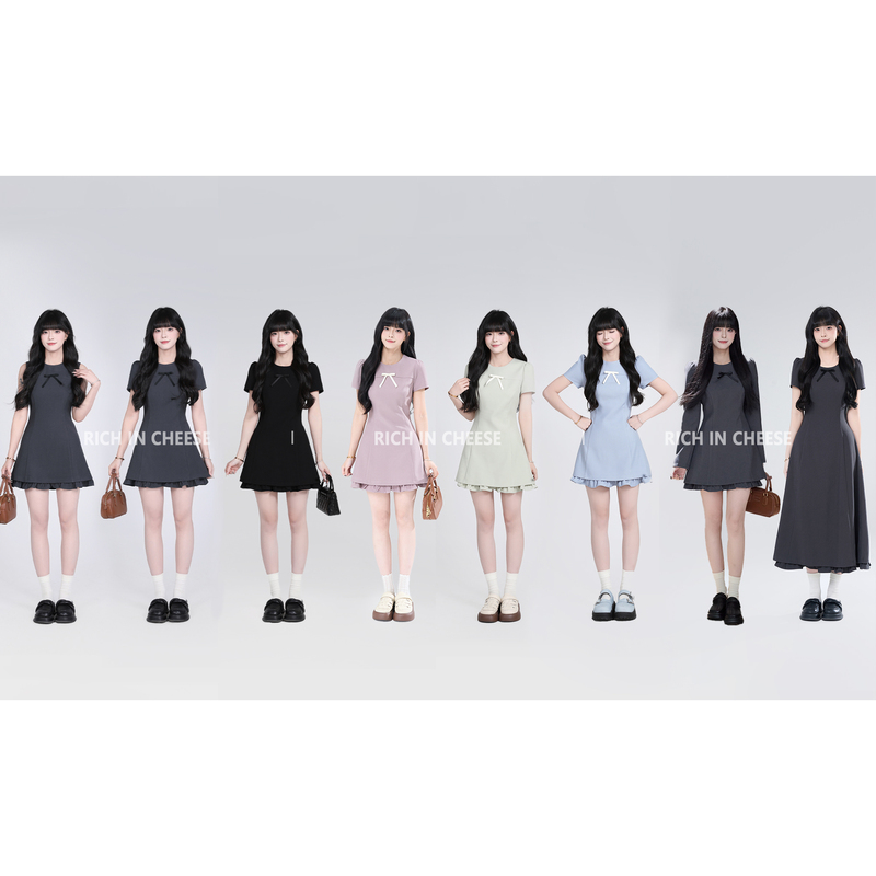 Richincheese Dark Night Soft Style 【Series Collection】 Miu-Style Elegant Waist-Cinching Dress