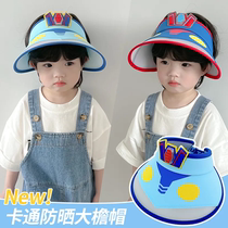 Childrens sun protection hat boys summer sun hat large brim empty top hat anti-UV Ultraman baby sun hat