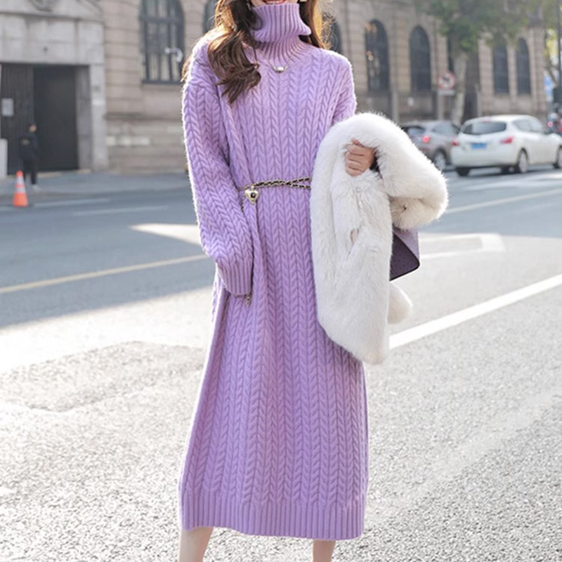 French-Style High-End and Super Pretty Purple Sweater Dress for Winter 2025, New Knitted Dress for Petite Girls French-Style High-End and Super Pretty Purple Sweater Dress for Winter 2025, New Knitted Dress for Petite Girls