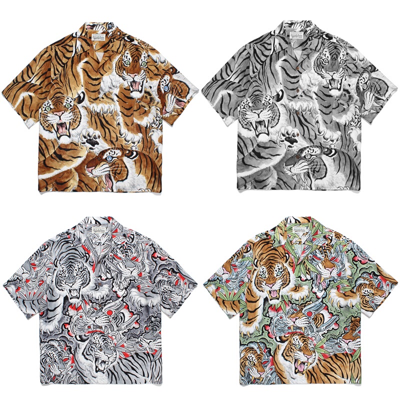 Jiangxinjian 23Ss Tiger Tim Lehi Full Tiger Print Cuban Collar Hawaiian Short-Sleeve Shirt