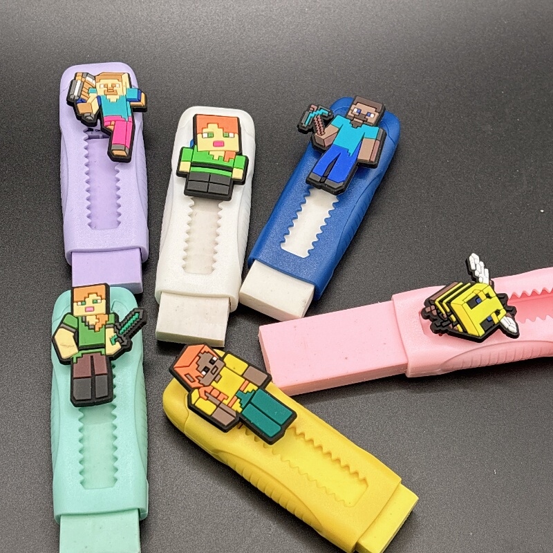 Minecraft Push-Pull Eraser for Elementary School Students, Error Correction Eraser, Retractable, Clean, Low Residue Eraser, Wholesale