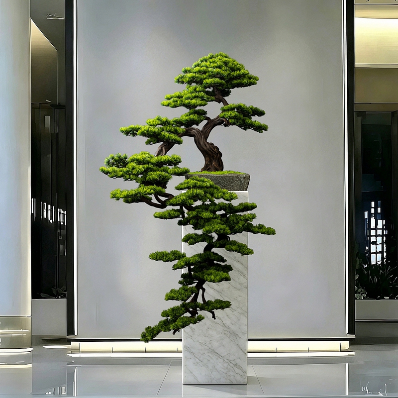 Artificial Welcoming Pine Tree for Entrance, Green Plant for Living Room, Fake Tree for Hotel, Club, Hallway, Large Opening Decoration