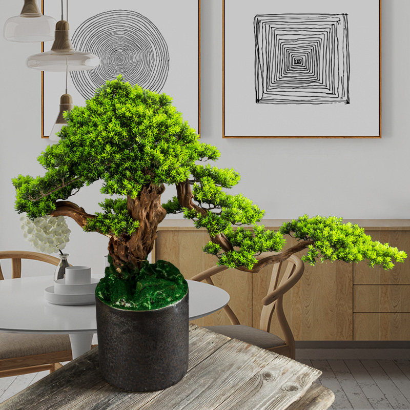 New Chinese simulation welcome pine bonsai decoration creative home living room entrance hotel club soft decoration decoration