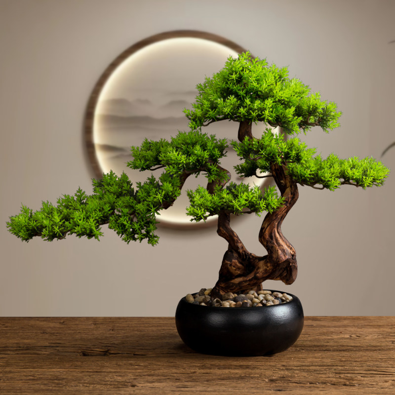 High simulation landscape fake pine tree welcome pine green plant decoration living room hotel porch soft-covered desktop bonsai decoration