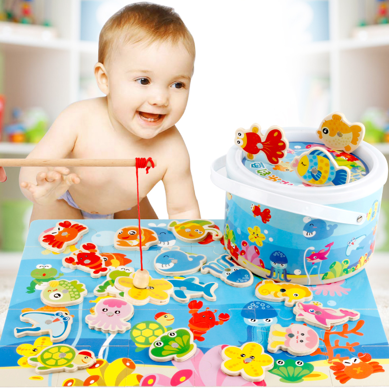 Infants early teach magnetic fishing puzzle toy 1 - 2 - 3 years old baby development Yi intellectual brain - moving boys and girls