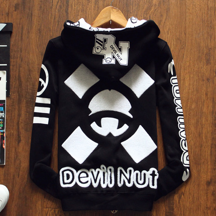 Hong Kong Trendy Brand Devil Fruit Fleece Hoodie Couple's Loose-Fitting Hooded Fleece Embroidered Sweatshirt for Men and Women