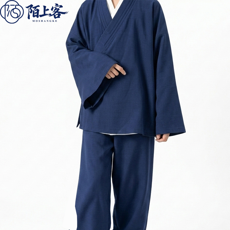 Wudang Taoist Robe Made of Bamboo Fiber, Similar to the One Worn by King of Wudang, Suitable for All Seasons, Wide-Sleeved Short Robe, Tai Chi Uniform, Practice Clothing