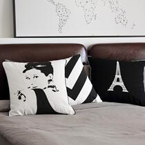 Sofa cushion pillow - European pillow office backwards cushion the Eiffel Tower black