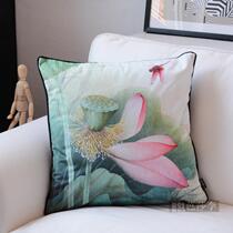 Chinese wind lotus flower short fluff sofa cushion cushion bed and reposition