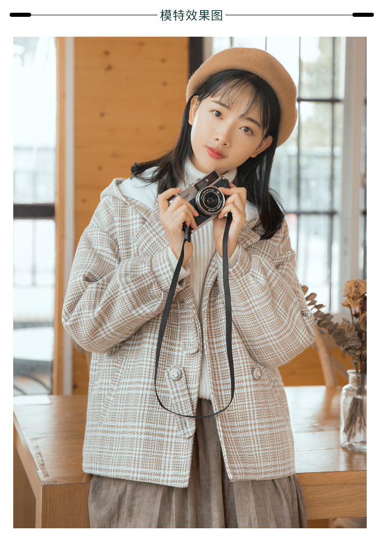 2018 mới mùa đông retro kẻ sọc Sen áo len nữ ngắn nhỏ trùm đầu sinh viên áo len áo khoác đôi nam nữ