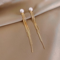  Hong Kong (designer)RVY 2021 new all-match simple pearl earrings long tassel earrings female trend