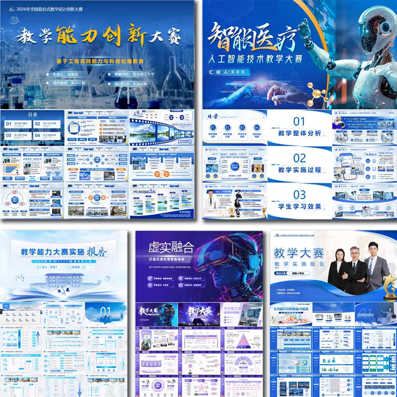 National Teaching Ability Innovation Competition Ppt Template Implementation Report Design Teacher Skills Higher Education Vocational Colleges