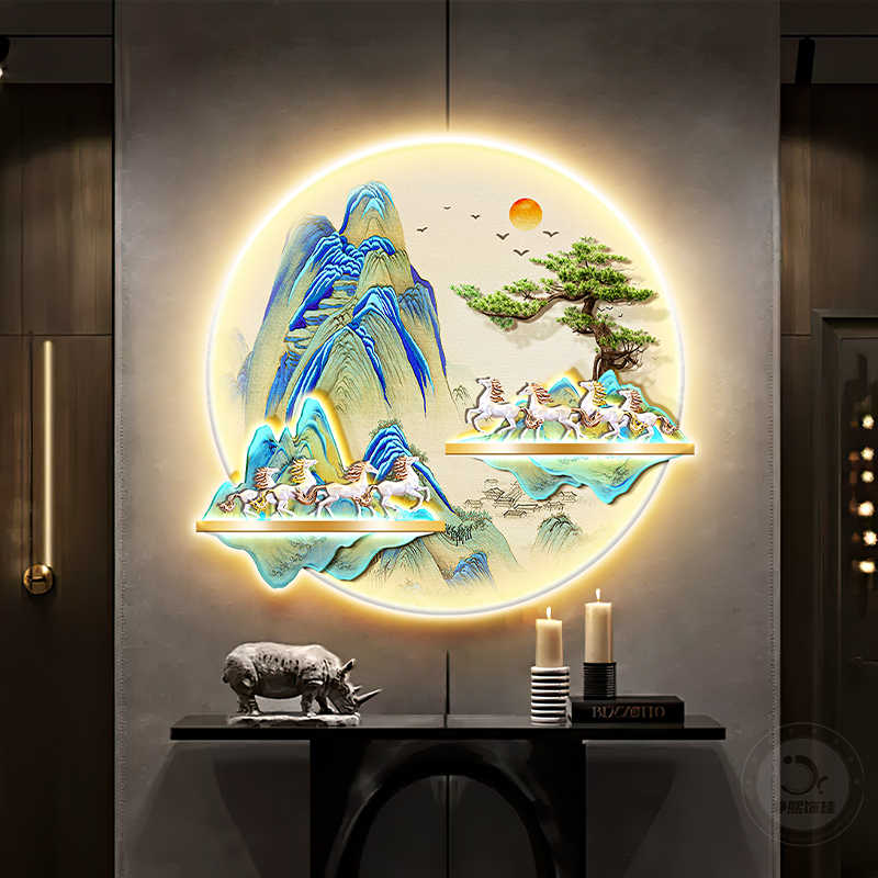 中国画 八駿馬図 在銘 掛軸 Z4 真作/呉俊明/二頭馬画賛/双馬図/ウマ図/花鳥図/掛軸☆宝船☆AJ