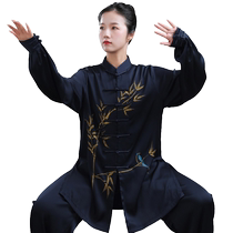 Jingyi Tai Chi suit for women new high-end hand-painted bamboo leaf Tai Chi practice suit for men martial arts performance training suit spring and summer