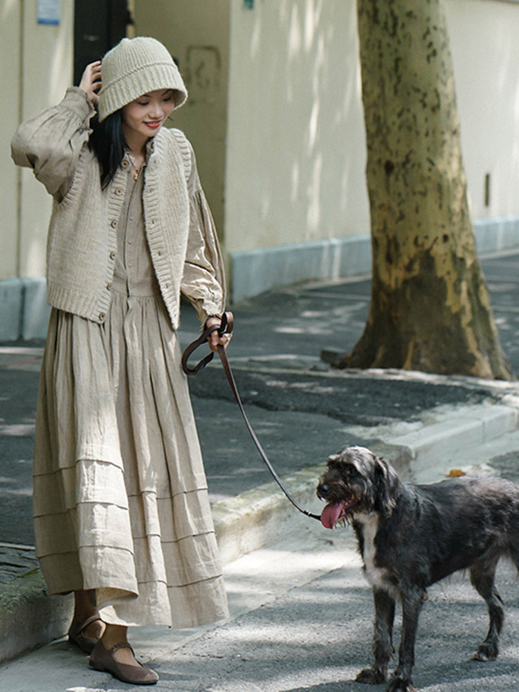 Chic high-end French retro small fragrance temperament mid-length dress sub-vest two-piece suit female autumn