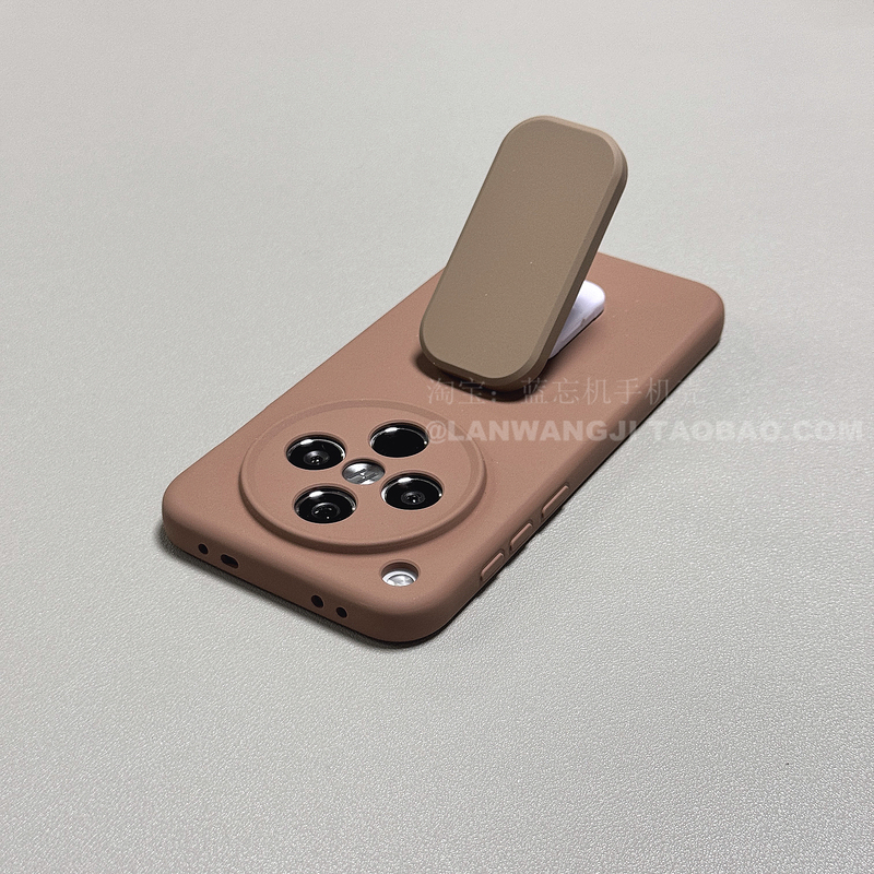 Ins Brown Vertical Horizontal Screen Stand Suitable for Samsung S25 Ultra Phone Case S24+ Full Lens Protection S25 Dirt-Resistant Real Liquid Silicone S23 Niche S22 New Model Unisex S24 Protective Soft Case