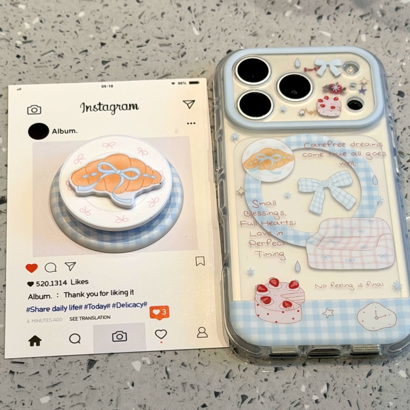 3D Croissant Magnetic Stand Suitable for Oneplus Ace6T/15 Oneplus 13t Phone Case 12/Turbo6V Creative Oneplus Ace5 Racing Ace3Pro/11/9R Cute Ace2V Soft