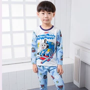 Cậu bé Thomas Quần áo mùa thu Trẻ em mặc Bộ đồ gia đình Set Quần màu xanh Thomas Quần cotton