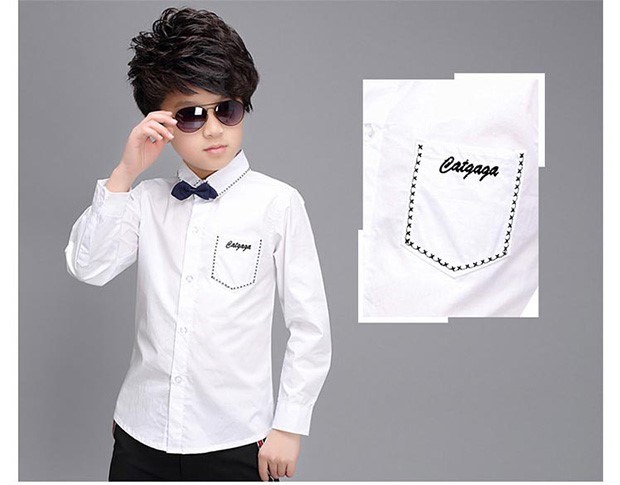 Áo sơ mi nam tay dài cho bé tiểu học quần áo cotton ngắn tay mùa hè trẻ em mùa xuân và mùa thu bé trai lớn mùa xuân áo bé trai đồ trẻ em