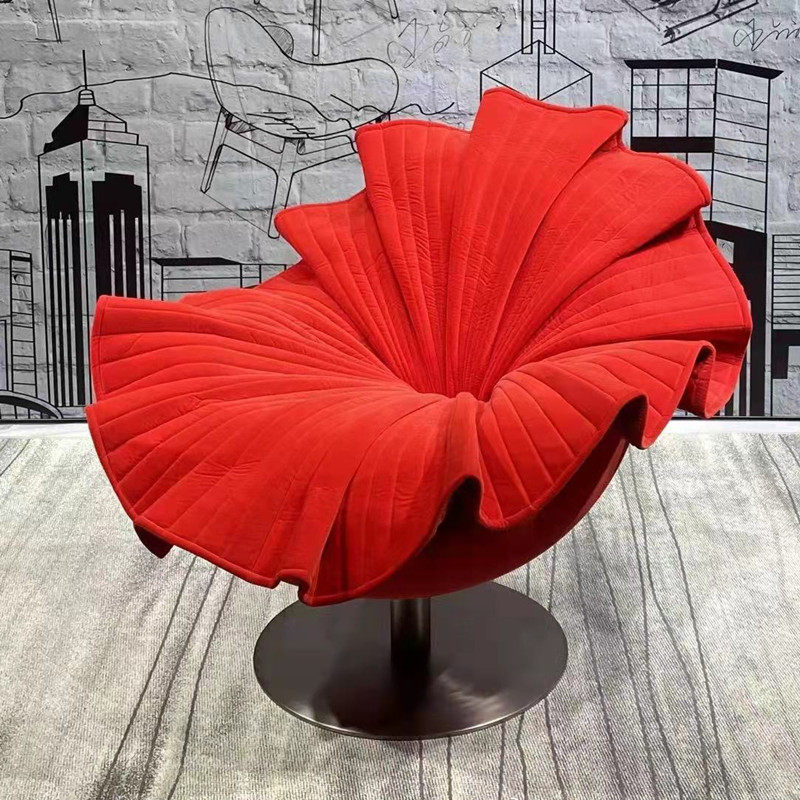 Designer Guru Fiberglass Petal Chair Creative Coffee Hall Foyer Swivel Flower Chair Light Lavish Single Casual Chair