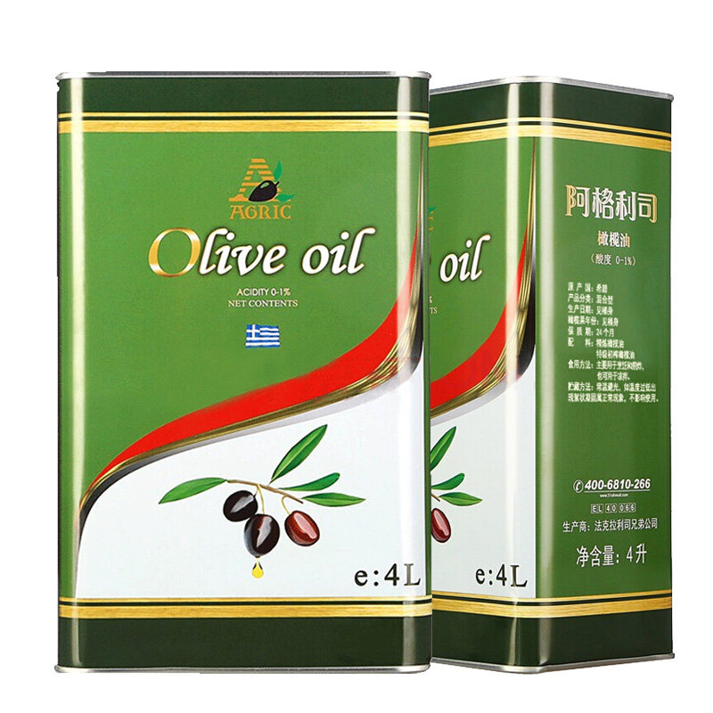Agley Division Greek original imported pure olive oil 4L x 2 iron barrel suitable to cook edible oil