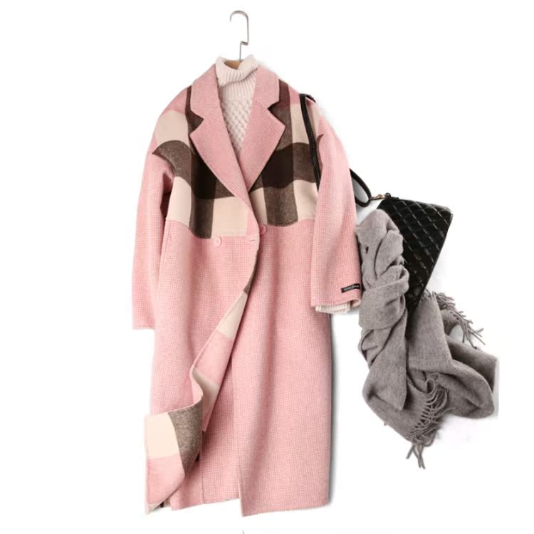 Màu sắc phù hợp sáng tạo được may thủ công hai mặt áo khoác cashmere nữ mùa đông áo khoác len dài áo khoác len - Áo len lót đôi áo khoác đôi nam nữ