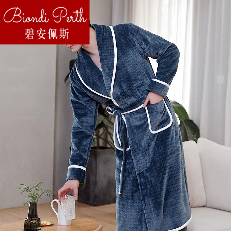 Men's winter sleeping robes thickened autumn and winter coral suede female pyjamas velvet long-lovers bathrobe plus 1224b-Taobao
