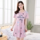 Bian Paisi Hàn Quốc váy ngủ cotton mùa hè đô thị lỏng lẻo váy ngắn ngắn tay đồ ngủ nữ cộng với kích thước sinh viên Li - Đêm đầm