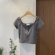 ins super hot square neck t-sleeved t-shirt women's summer design niche hot girl slimming short bottoming shirt top