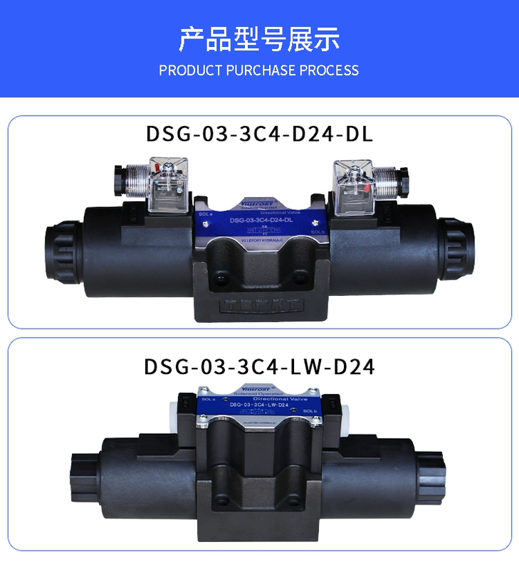 Van định hướng DSG-03-3C4-DL Van điện từ thủy lực DSG-03-3C4-LW DC24/AC220 nguyên lý làm việc của van thủy lực bơm dầu thủy lực yuken