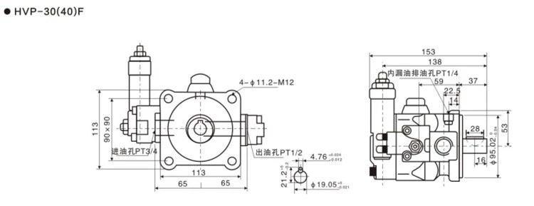 Bơm cánh gạt biến áp điện cao áp HVP30-140 HVP40-140 độ ồn thấp 14MPA tại chỗ bơm điện thủy lực mini motor thủy lực piston