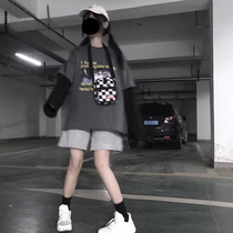 Sports shorts womens ins casual hot pants loose 2021 summer high waist a-shaped wide leg pants cec five-point pants