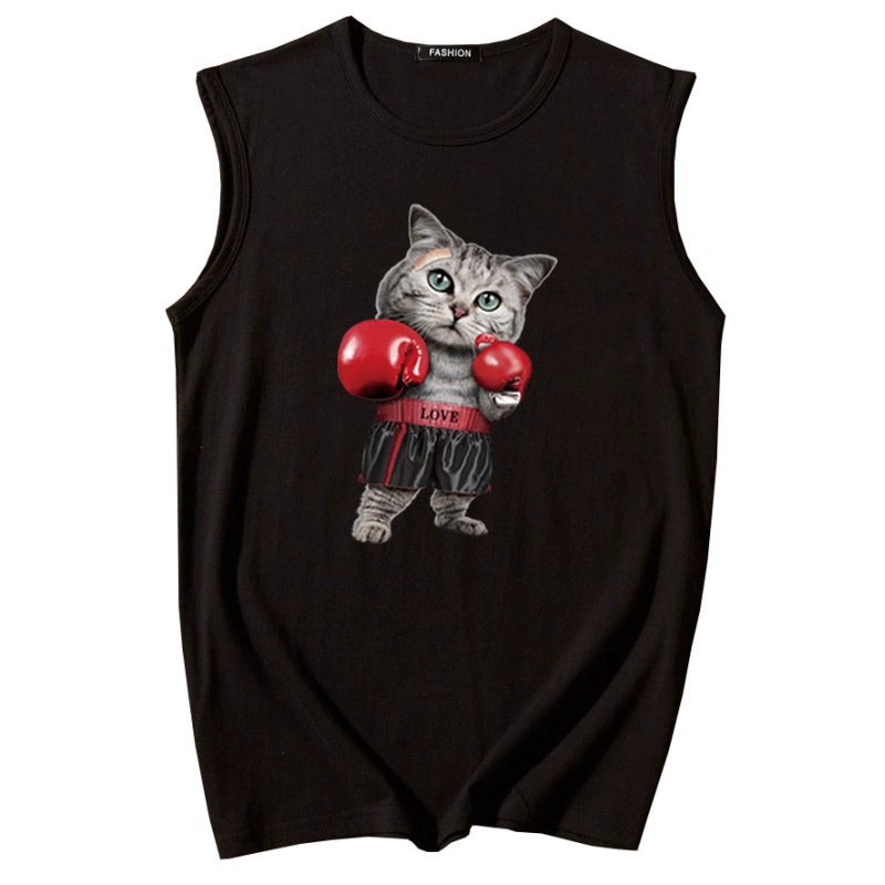 Áo vest thể thao nam Mùa hè Hàn Quốc Áo thun nam thể dục nhanh khô cotton không tay áo bóng rổ lỏng lẻo - Áo vest cotton áo ba lỗ tập gym