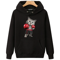 Mùa đông mới cộng với áo len nhung ấm áp cho nam dài tay trùm đầu cộng với size cộng với áo hoodie đáy áo dày nam mặc bên ngoài mặc hoodie cặp