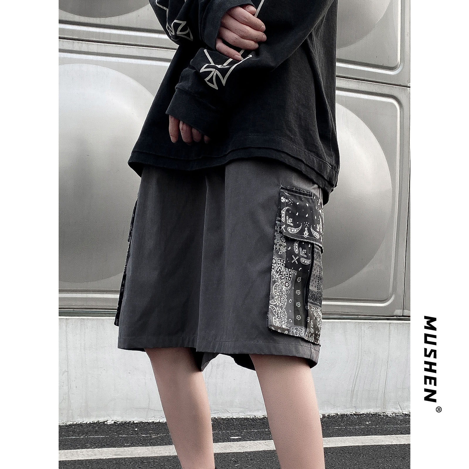 High street shorts men's waist flower fruit ins hip-hop trend brand casual loose tooling five-point pants summer new pants