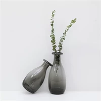 Bắc Âu đơn giản khói xám retro bình thủy tinh nhà thanh trang trí hoa khô trang trí hoa thủy canh - Vase / Bồn hoa & Kệ bình cắm hoa hồng