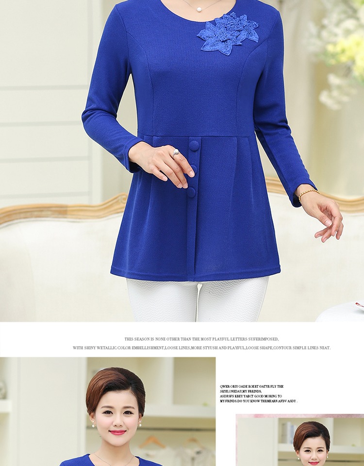 Thời trang trung niên của phụ nữ quần áo mùa thu đông cộng với áo nhung dày lên trong phần dài của mẹ đầm dài tay t-girl đầm u40 sang trọng
