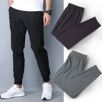 Sweatpants mens summer thin running fitness pants trend loose leggings quick-drying ice silk breathable woven trousers