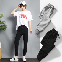 Sweatpants female ins tide loose large size sweatpants casual pants spring widened drawstring feet net red trousers grandma pants