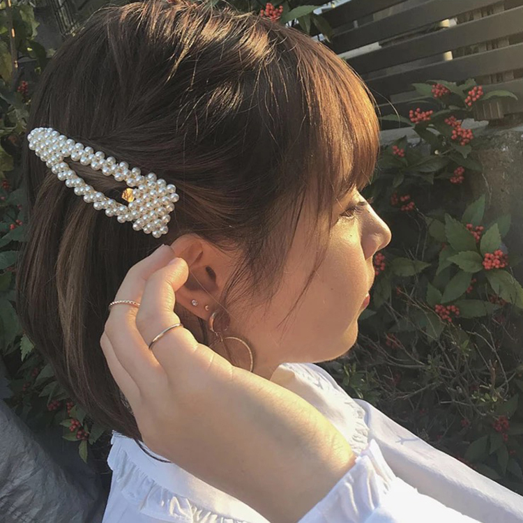 Day Department Red People's Fins Antique Imitation Pearl Hairpin Hairpin BB clip Clip Browse Sea Clip Brief Sweet and Card Adults