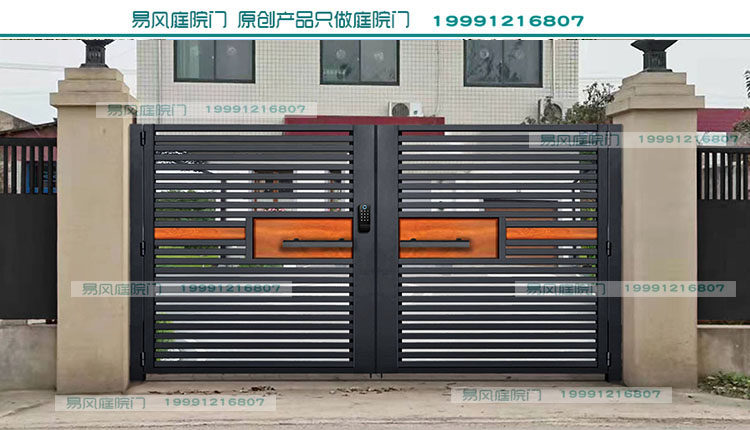 Wood grain aluminum alloy yard door electric door open door villa door flower same door simple single open door