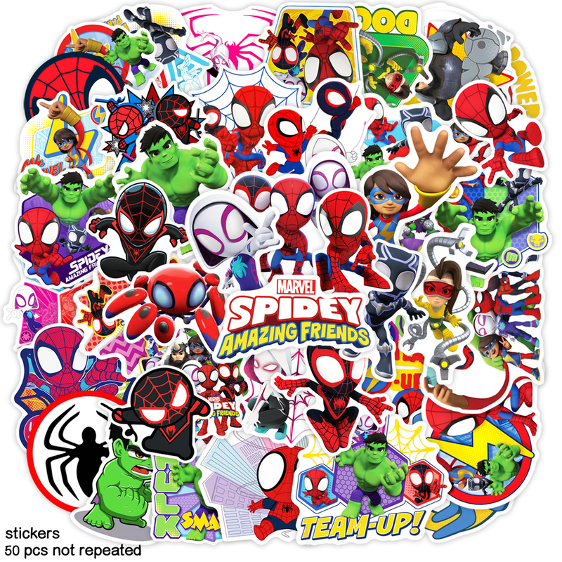200 Spider-Man and His Amazing Friends Stickers, Kidsren's Handbook Cartoon Waterproof Suitcase Tablet Stickers