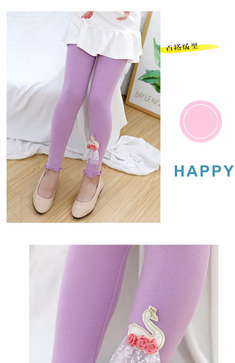 Quần áo trẻ em mới Quần legging ren Hàn Quốc cộng với nhung dày Trẻ em lớn trẻ em chín điểm bên ngoài mặc quần quần thể thao cho bé