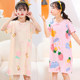 Children's nightgown short-sleeved pure cotton summer thin section medium-sized children princess little girl parent-child nightgown mother and daughter children's pajamas