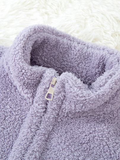 Coral velvet pajamas for women winter thickened plus velvet warm casual sports loose wearable zipper home clothes set