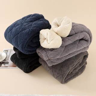 Anti-Static Quilted Pajama Pants for Men, Winter Three-Layer Thickened Fleece-Lined Cotton Pants, Coral Fleece Thermal Pants, Loose Thick Home Pants